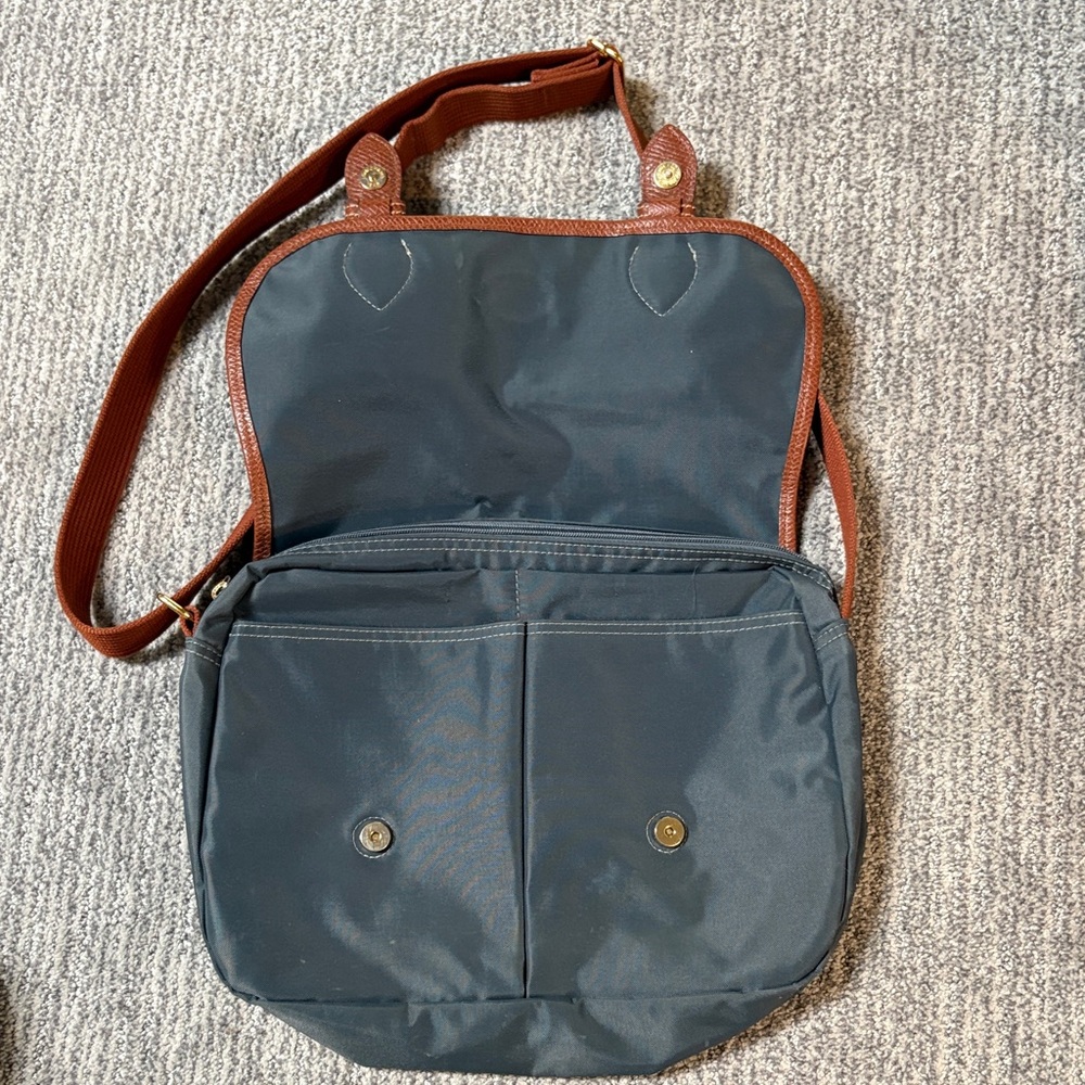 Longchamp Blue and Brown Crossbody Shoulder Bag - Picture 3 of 5
